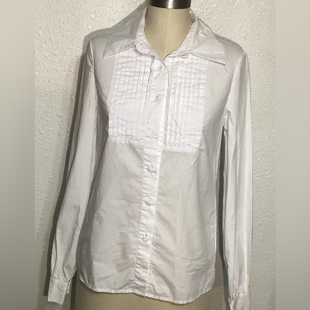 CHANEL vintage womens white long sleeve blouse size 6